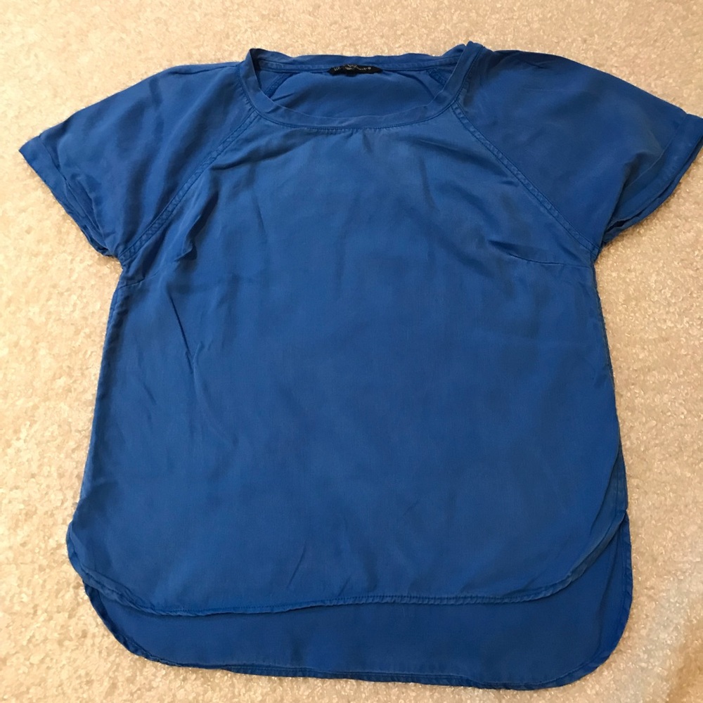 High-low blouse, loose fit, size M, royal blue.